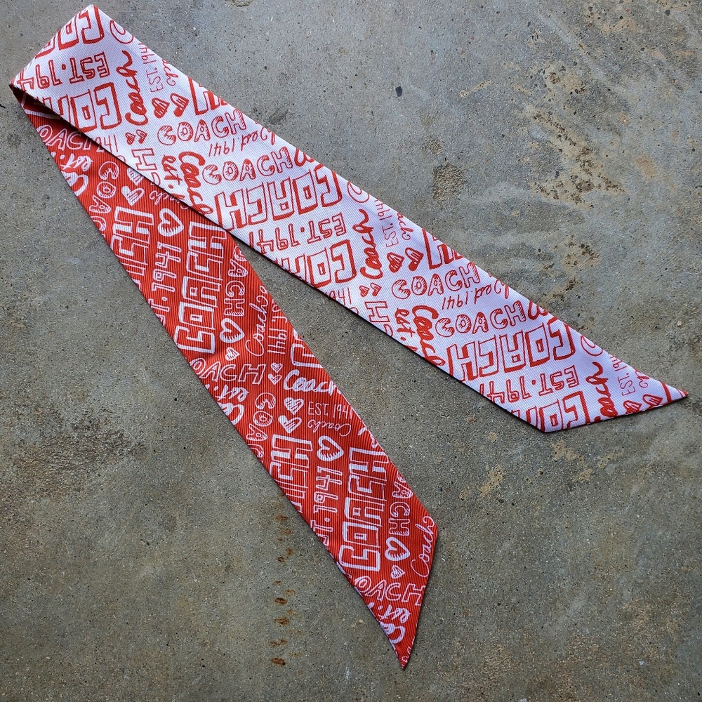 COACH 100% Silk Skinny Scarf - 50" x 2"